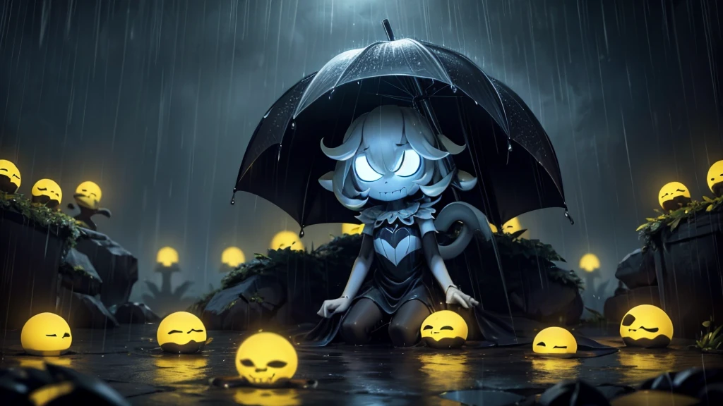 4k, Undertale, omega flowey, rain, dark, epic, mysterious