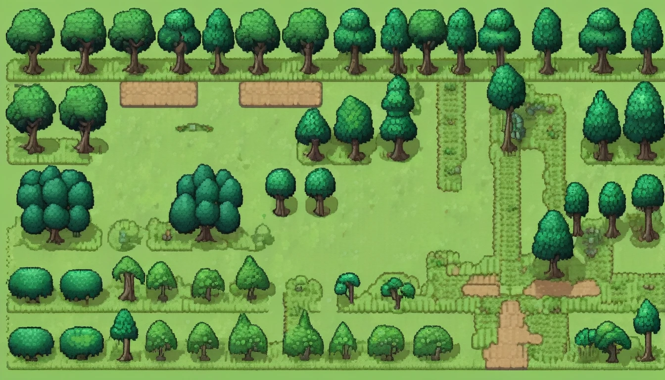 Pixel tileset, rpgmaker, trees and grass