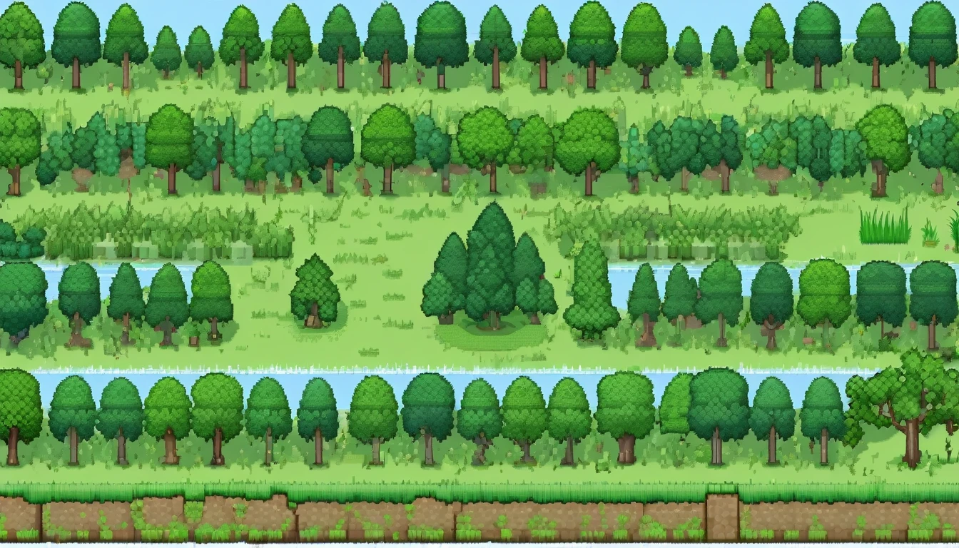 Pixel tileset, rpgmaker, trees and grass