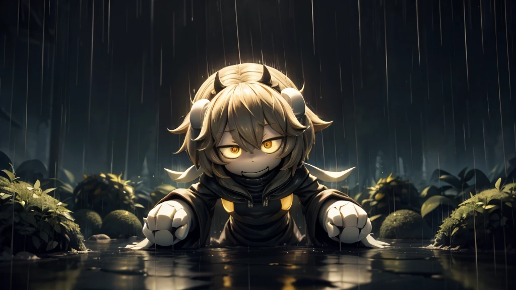 4k, Undertale, omega flowey, rain, dark, epic, mysterious