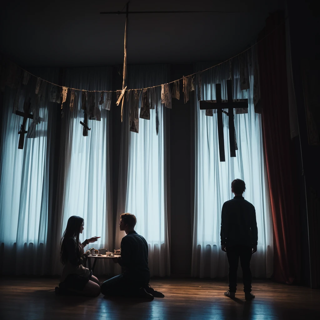 When the curtains call the time
Will we both go home alive?
It wasn't hard to realize
Love's the death of peace of mind
You're in the walls that I made with crosses and frames
Hanging upside down
For granted, in vain, I took everything
I ever cared about