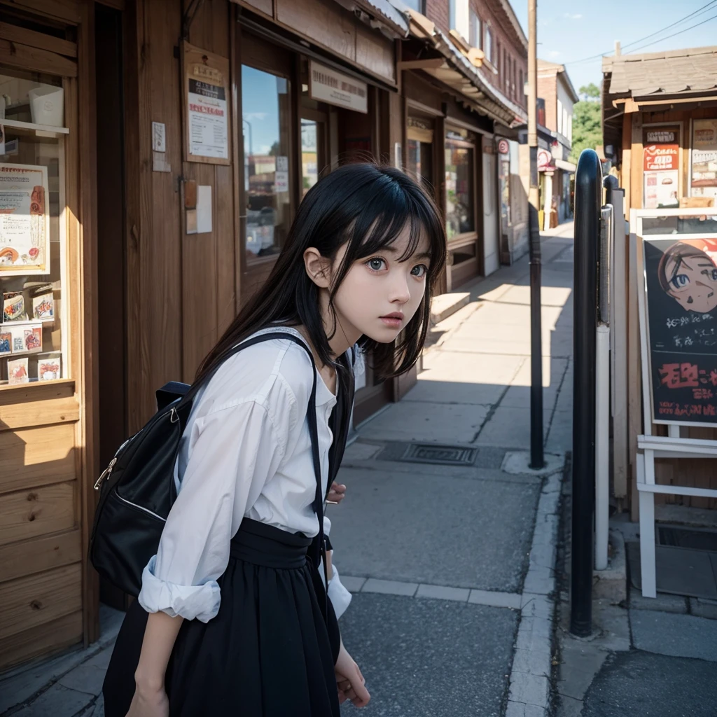 In a small town, we don’t want protagonists, we want passers-by.,The eyes look very story-telling and anime-style