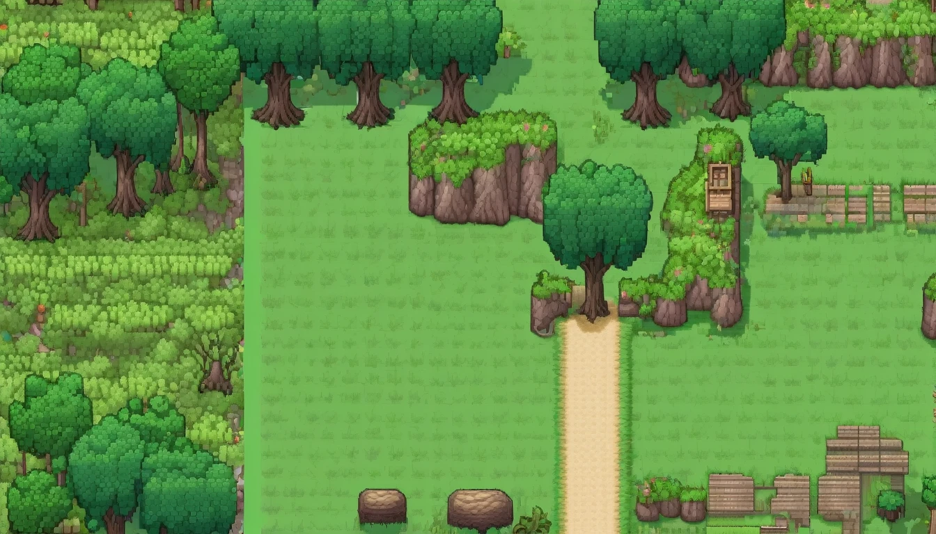 Pixel tileset, rpgmaker, trees and grass