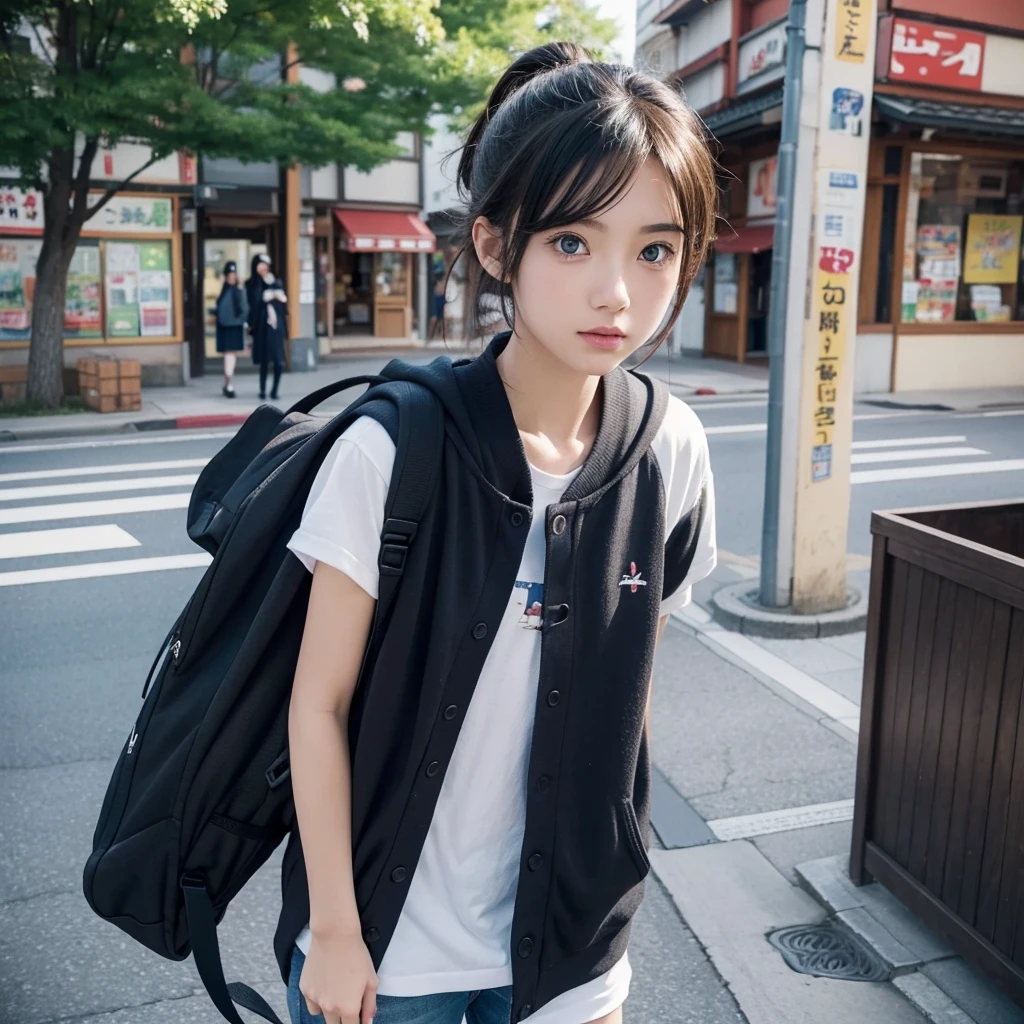 There shouldn’t be a protagonist in a small town. I want more than three passers-by whose eyes look like they have a sense of story.,Japanese anime style