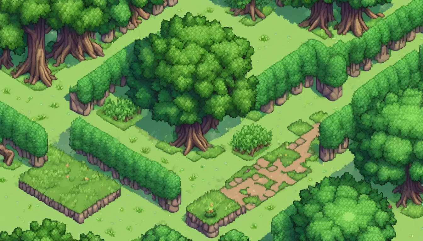 Pixel tileset, rpgmaker, trees and grass