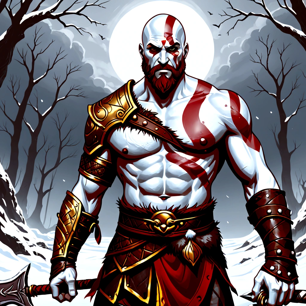 kratos from god of war 2, intricate digital art 4k, inspired by greg rutskowski
