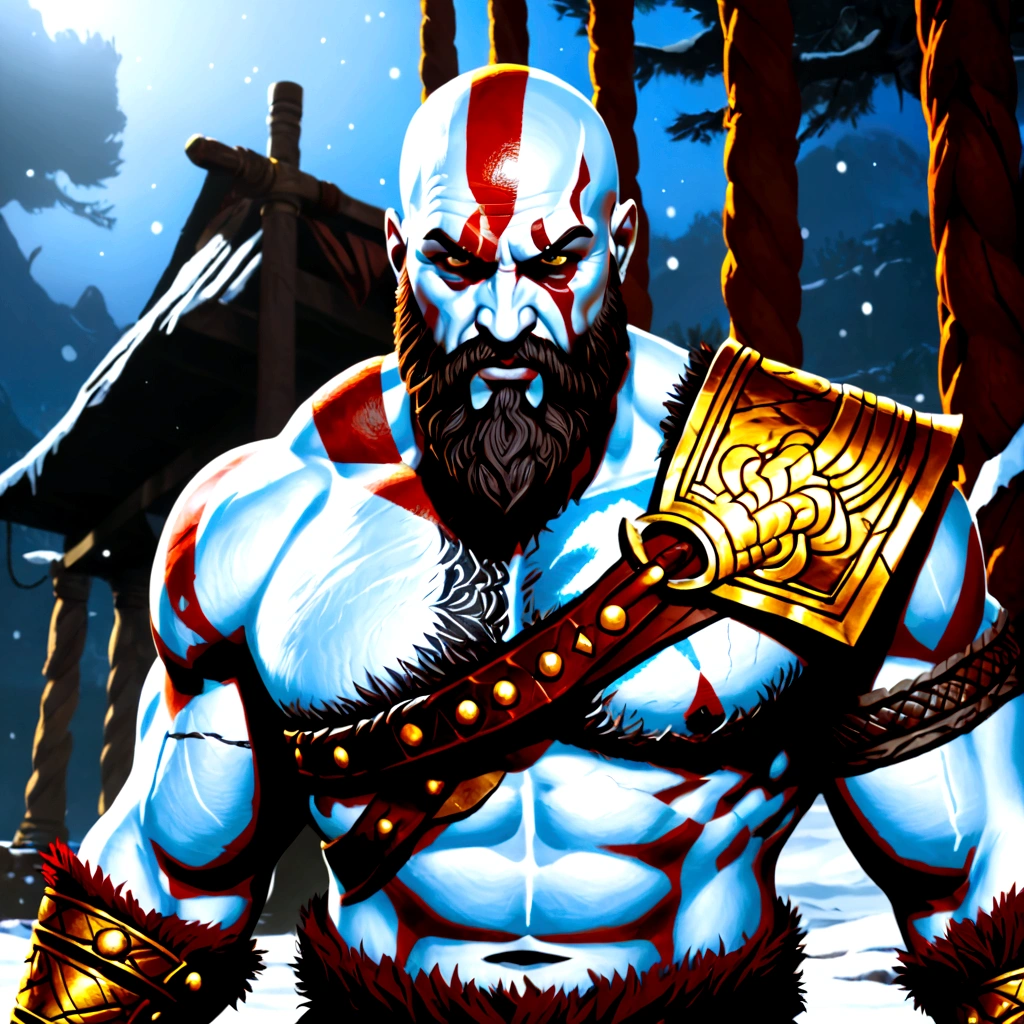 kratos from god of war 2, intricate digital art 4k, inspired by greg rutskowski