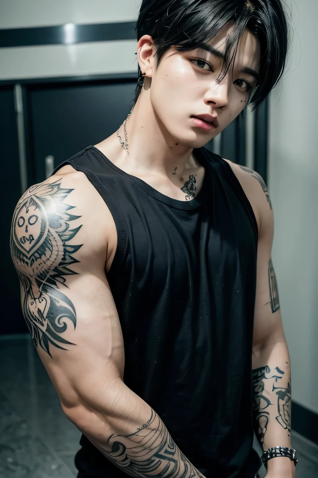 You made black-haired, tattooed Jimin angry