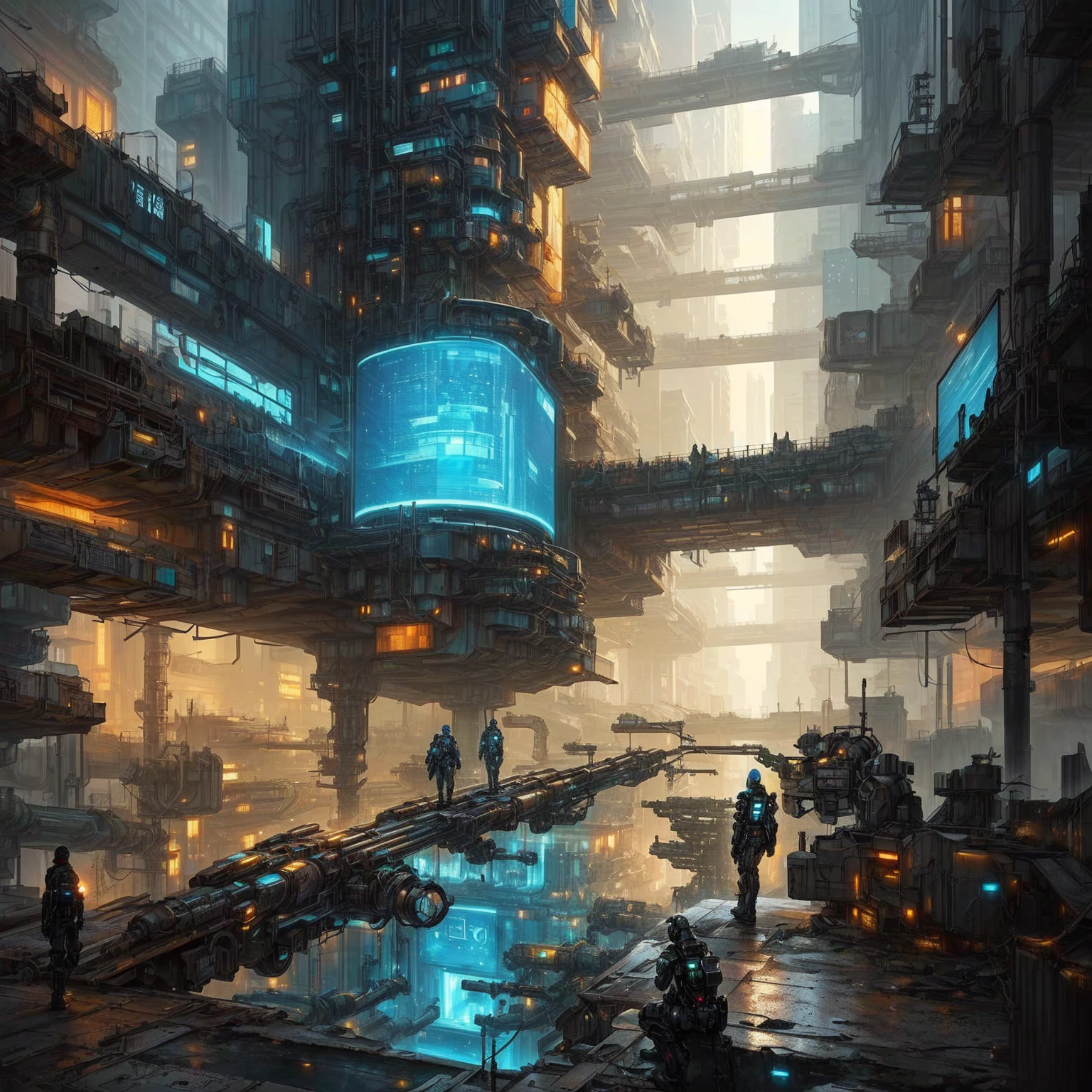 futuristic city with a large screen in the middle, in einer Fantasy-Science-Fiction-Stadt, Science-Fiction-Fantasie-Tapete, Ancient science fiction city, Futuristic cyberpunk scenario, Industrie-Science-Fiction, Science-Fiction-Stadt, futuristic dystopian city, huge futuristic temple city, otherworldly futuristic city, Industrielle Science-Fiction, futuristic cyberpunk city, industrielle Science-Fiction, Industrielle Science-Fiction