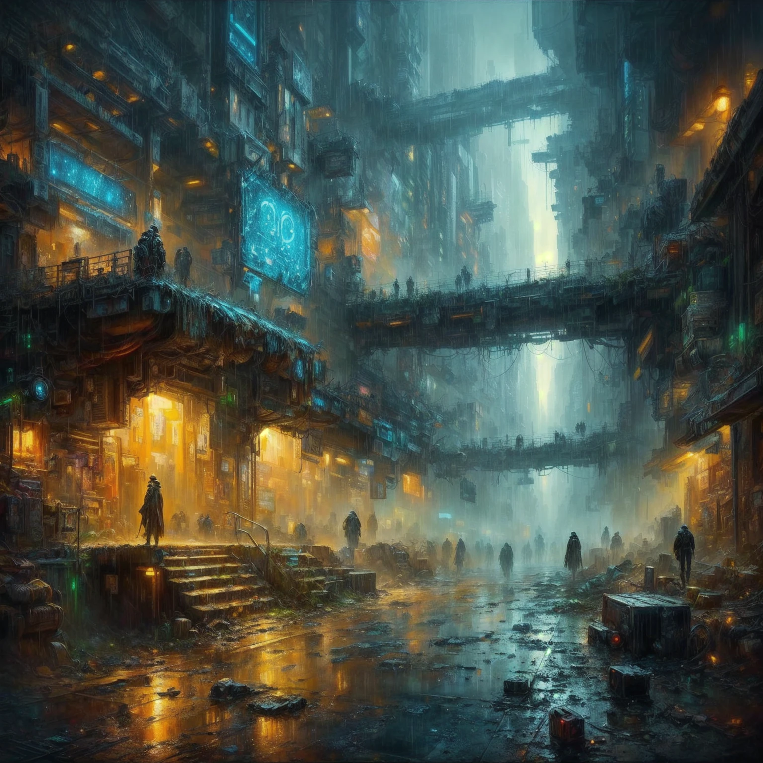 a painting of a bridge leading to a temple in the middle of a mountain, andreas rocha style, highly detailed fantasy art, detailed fantasy digital art, wide angle fantasy art, fantasy art landscape, breathtaking fantasy art, chinese fantasy, cyberpunk chinese ancient castle, inspired by Andreas Rocha, symmetrical epic fantasy art, impressive fantasy landscape, fantasy matte painting，cute