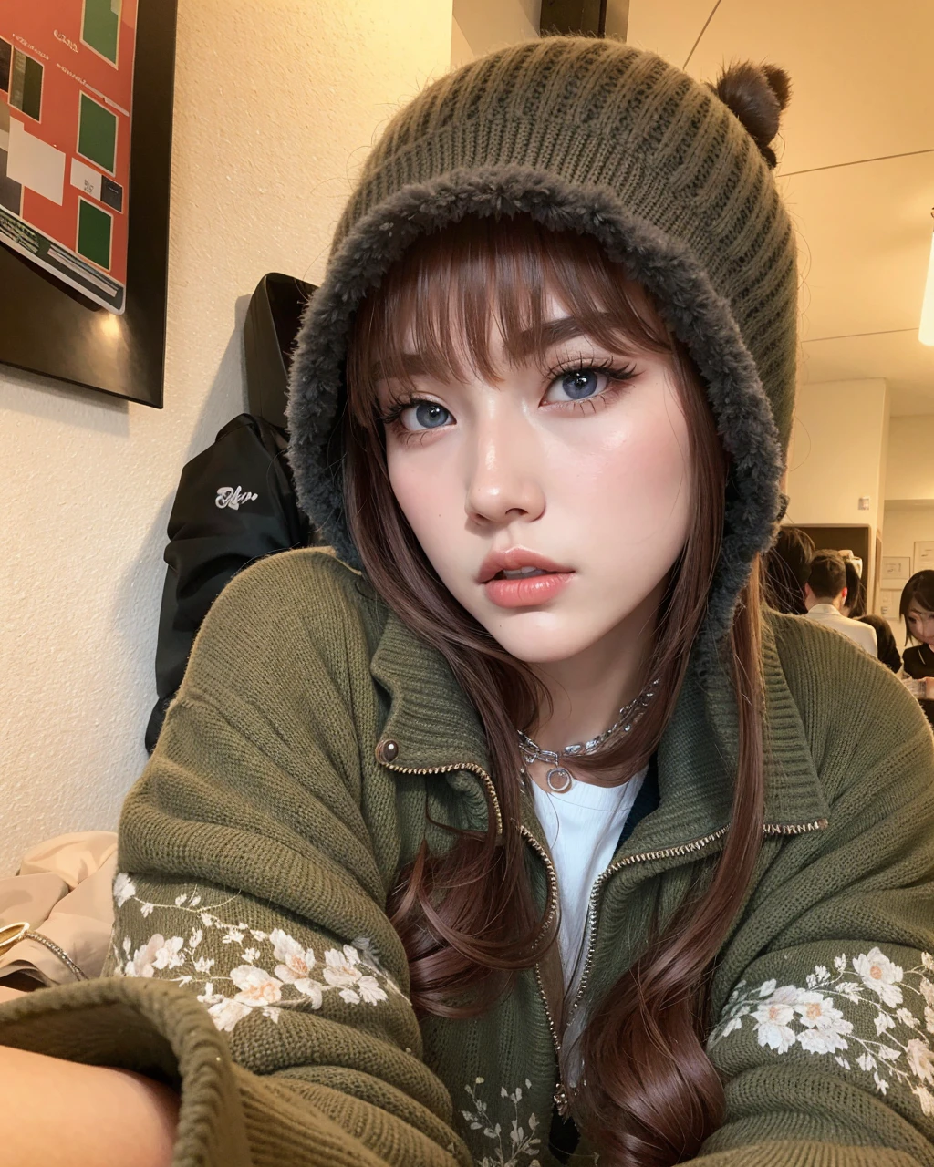 a beautiful woman with long blonde hair and a necklace, extremely pale blonde hair, very pale blonde hair, TaeJune Kim, Jinyoung Canela, popular korean makeup, Sakimichan, Heonhwa Choe, Ulzzang, long blonde hair and large eyes, cruel korean goth girl, Cl, korean girl, intricate details, beautiful detailed eyes, beautiful detailed lips, extremely detailed eyes and face, long eyelashes, elegant posture, dramatic lighting, cinematic lighting, moody lighting, dark and gloomy, dark and atmospheric, dark and mysterious, dark and gothic, dark and melancholic, dark and sinister, dark and brooding, dark and ominous, dark and foreboding, dark and haunting, dark and sinister, photorealistic, 8k, hyper detailed, masterpiece, highly detailed