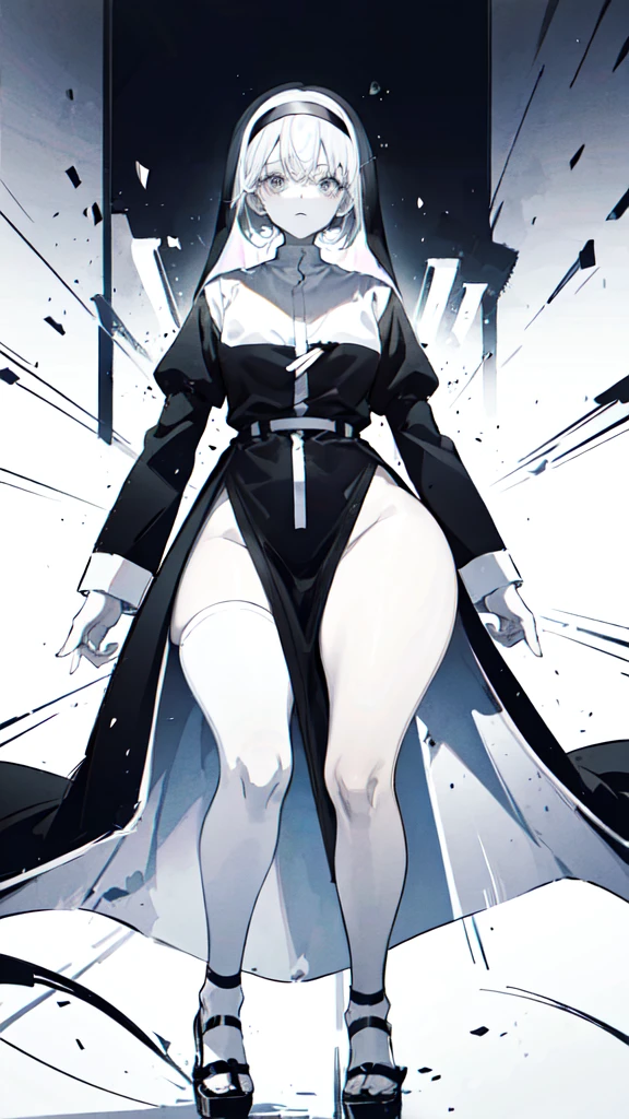 lineart, monochrome, a drawing of a nun with her hands folded in prayer, clean anime outlines, perfect lineart, clean lineart, extremely fine ink lineart, nun outfit, simple lineart, beautiful line art, anime style drawing, thick black lineart, black and white manga style, pin on anime