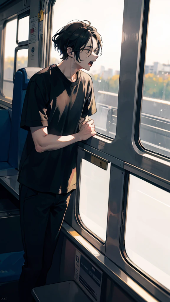  A 24-year-old man, looking out from the train's window and he scream