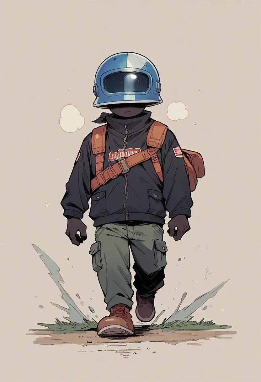 Young african American guy walking on the moon wearing daft punk helmet full body shot surrounded by black sheep 