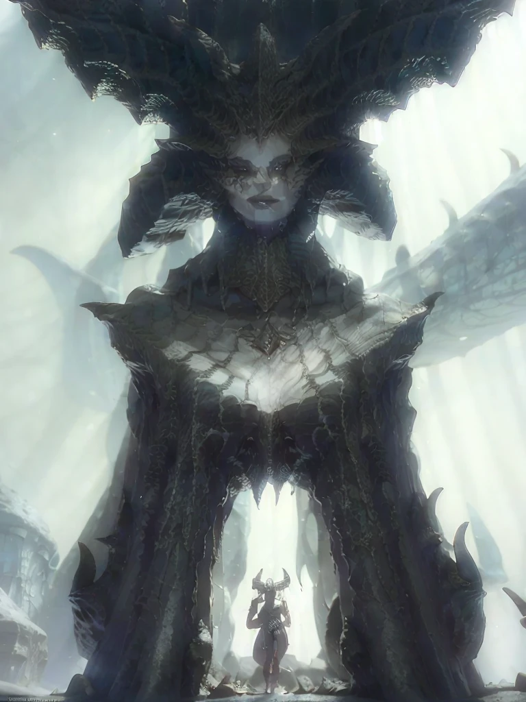 il y a une femme avec un grand corps et une grosse tête debout sur une plate-forme, déesse surnaturelle, demon soul art conceptuel, créature humanoïde féminine, corps entier cgsociety, sanglant + art conceptuel, Alexandra Fomina ArtStation, Gagnant du concours Artstation, Diablo 4 Lilith, style de Peter Mohrbacher, déesse sombre à six bras