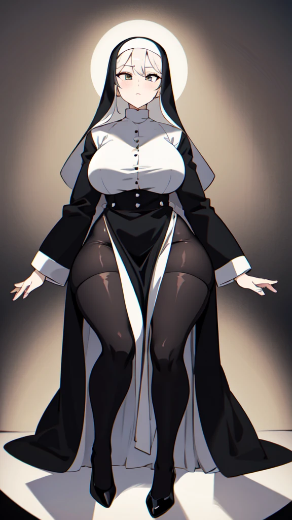 lineart, monochrome, a drawing of a nun with sexy pose, clean anime outlines, perfect lineart, clean lineart, extremely fine ink lineart, nun outfit, simple lineart, beautiful line art, anime style drawing, thick black lineart, black and white manga style, pin on anime