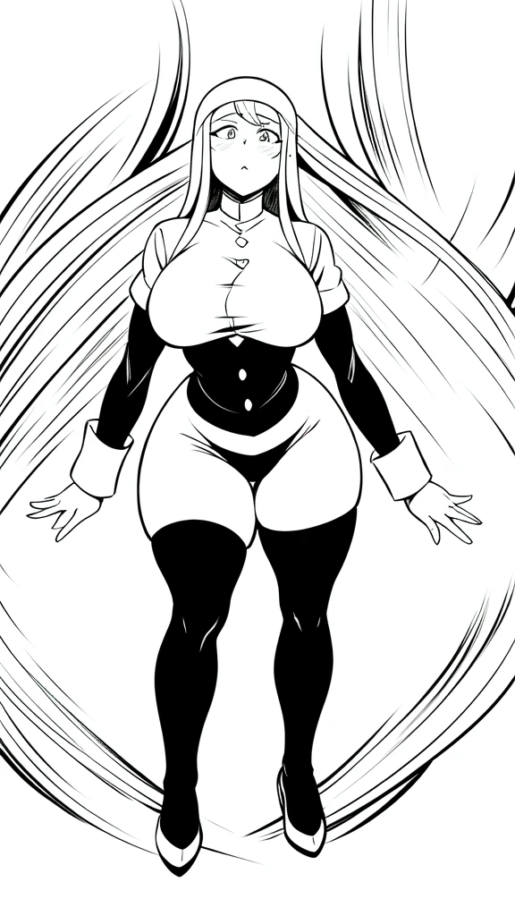 lineart, monochrome, a drawing of a nun with sexy pose, clean anime outlines, perfect lineart, clean lineart, extremely fine ink lineart, nun outfit, simple lineart, beautiful line art, anime style drawing, thick black lineart, black and white manga style, pin on anime