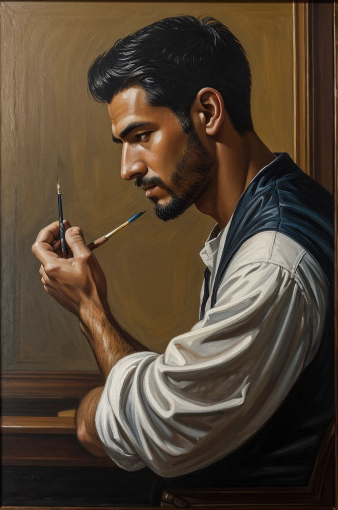Man painting on a canvas