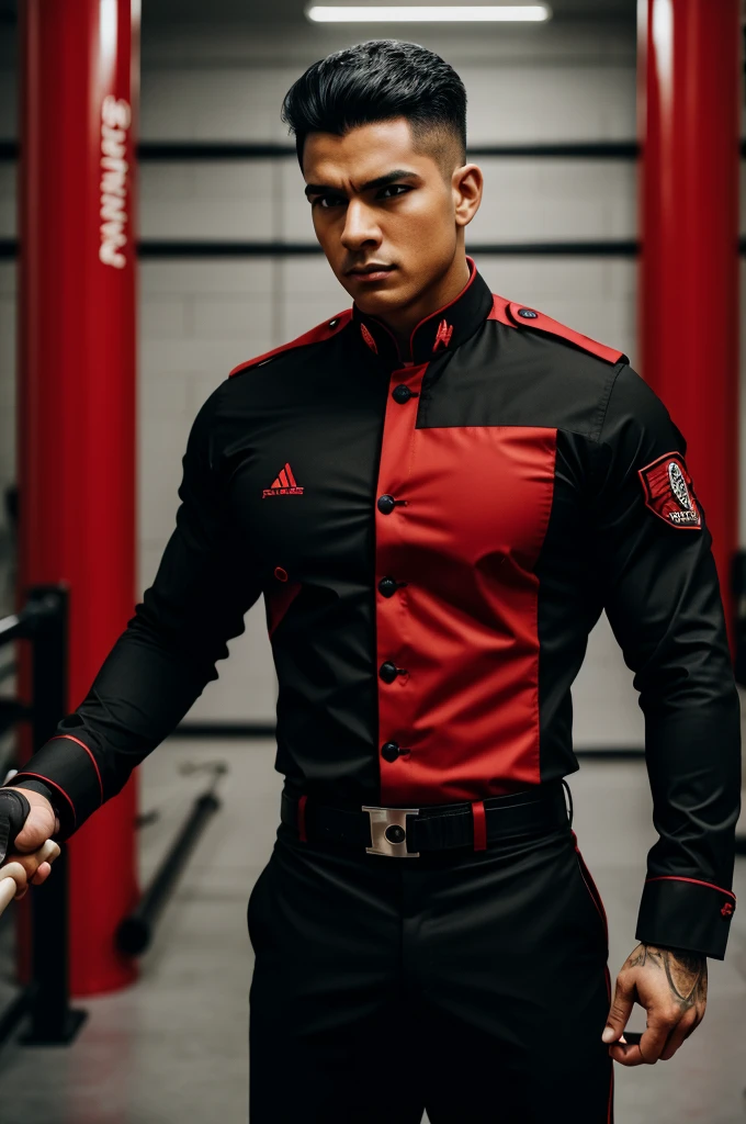 Practitioners wear a striking black and red uniform. The primary color is black, symbolizing inner strength and discipline, while red accents represent the powerful energy and passion harnessed through the Buildforce technique