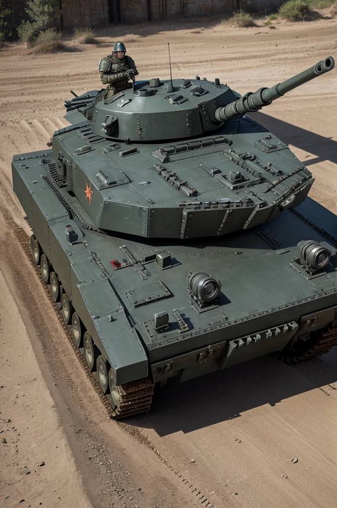 "Military camp adorned with soldiers in Russian uniforms actively undergoing training, a convoy of Russian tanks powerfully traversing the expansive desert landscape while proudly flying flags representing various European nations."