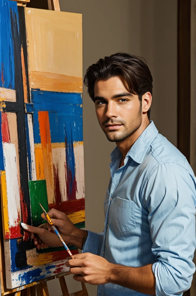 Handsome man painter