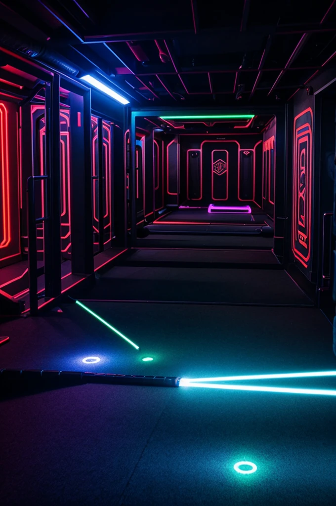 Interior of a Laser TAG • Laser • Neon • Combat • Playground 
