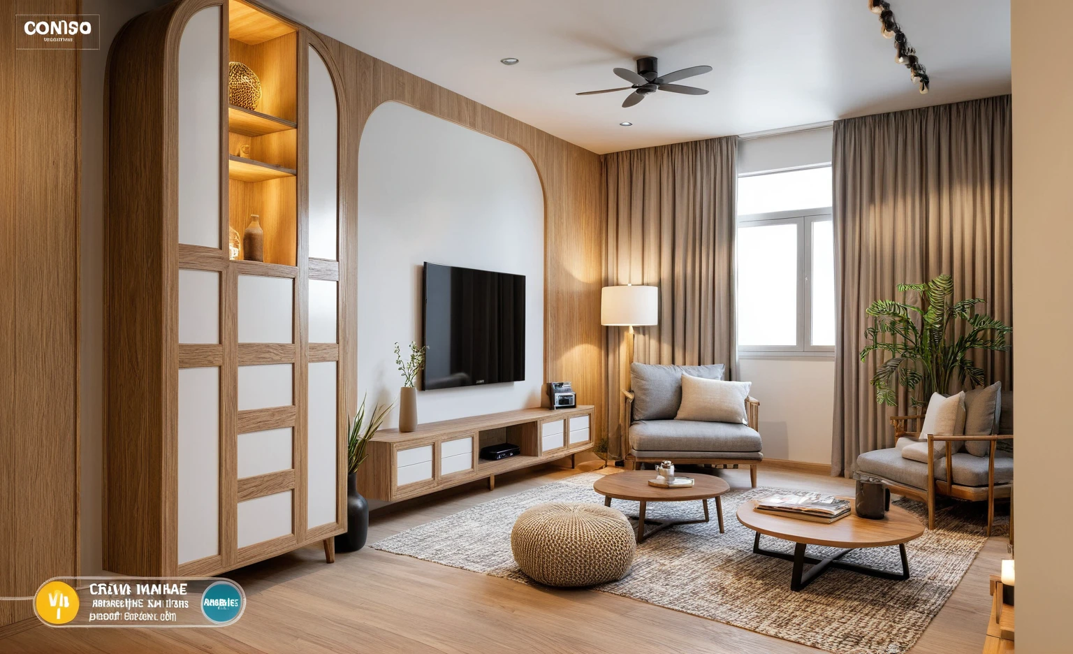 Interior Design, (modern interior space), (modern furniture design), (space that realistically describes the modern interior of a townhouse), (design decor interior space), (soft warm led light), (circle spotlight), (indoor), (neutral white tone color), (white wall), (An Cuong Wooden Furniture minimalist Style), (An Cuong wood with MDF surface glued with melamine coating), (architectural design visualization), (reflection), (focus on object), (material normal bump real reflection), (multi-level reflection), (chao vantage software visualization render),(((Best Quality))), ((Masterpiece)), ((best illustration)), ((best shadows)), (( Super Detail)), (Intricate lines), (Photorealism),(hyper detail), ((archdaily)), ((award winning design)), (dynamic light), ((spotlight)), (perfect light), ( shimering light), ((photorealistic)), ((intricate detail)), ((extreme detail)), ((crazy detail)), ((octane render)), ((trending on artstation)), ((High- fidelity)), ((Viwvid)), ((Crisp)), ((Bright)), ((Stunning)), ((Eye-catching)), ((High-quality)),((Sharp)), ((day sun environment)), ((Illuminating)), ((Flawless)), ((High-quality)),((Sharp edge render)), ((medium soft lighting)), ((photographic render)) , ((detailed archviz)), ((reality environment))