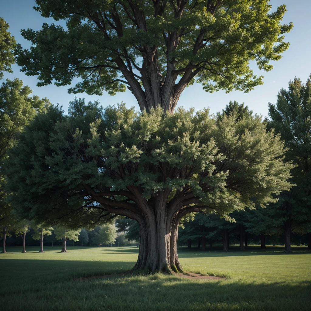 Tree of respect, high quality image. Tree in the center of a grass field surrounded by respect 
