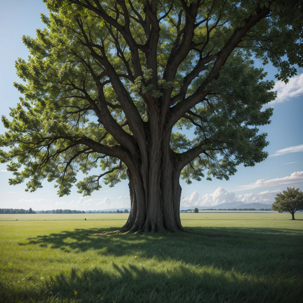 Tree of respect, high quality image. Tree in the center of a grass field surrounded by respect 