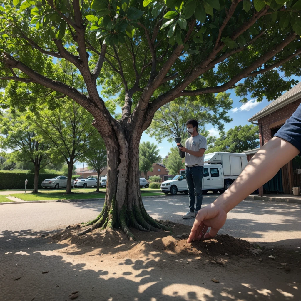 person planting a tree.