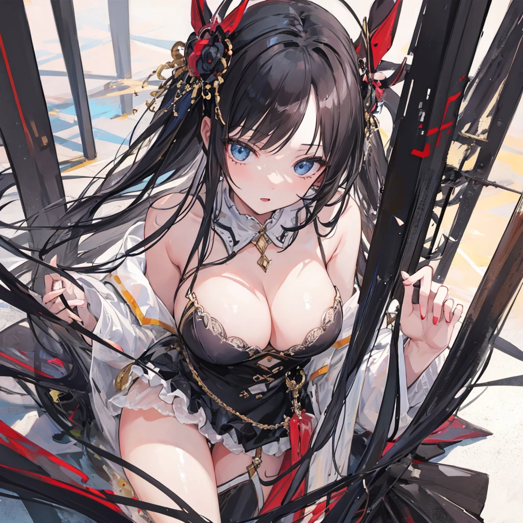 ((Highest quality)), ((masterpiece)), (detailed), One girl, sexy, Long Hair, Black Hair,