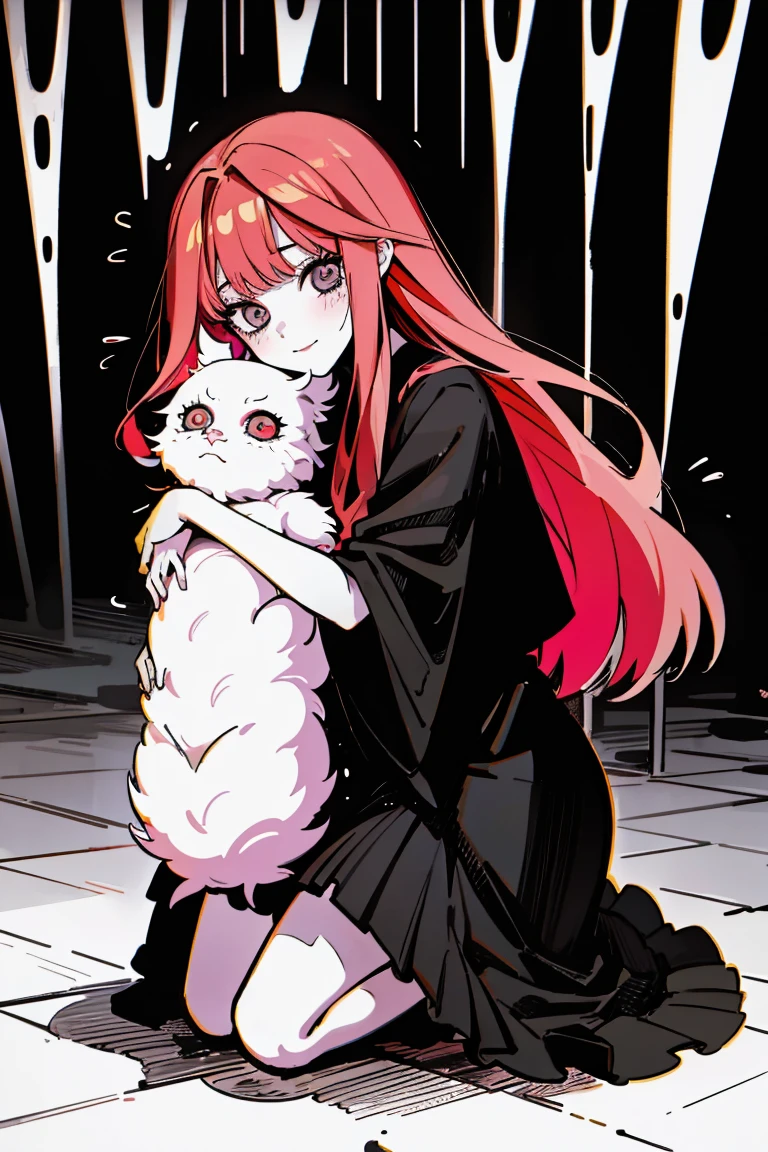 ((best quality)), ((masterpiece)), (detailed), perfect face, 1girl, nakano itsuki, smiling, whimsical, triad color pallette, hugging knees, looking at viewer, pink water droplets, smiling, flat colouring, full body, blank space on the left, fluffy red hair, star hairclips studio lighting:1.2), goth style, red hair, 1 girl, nakano_itsuki, black and white manga style,Junji Ito,horor,hight contrast,extreme shadows,haunting atmosphere,scary and mysterious scenes,mind-blowing visuals,creepy and unsettling,meticulous cross workmanship,emotionally charged,psychological terror,, goth girl, goth outfit, Exquisite details,nightmare inducing,artistically stylized,expressive characters,intricate patterns,Terrible expectation,gothic and macabre,anxiety inducing,pitch black backgrounds,disturbing compositions,intense and mysterious,Masterful narrative,foreboding atmosphere,strange and supernatural,captivating and disturbing narratives,Subtle symbolism,dark and twisted,unforgettable horor experience,sublime e surreal,exploring the depths of the human psyche,psychological horor at its best,Convincing and thought-provoking,transcending the limits of reality and imagination