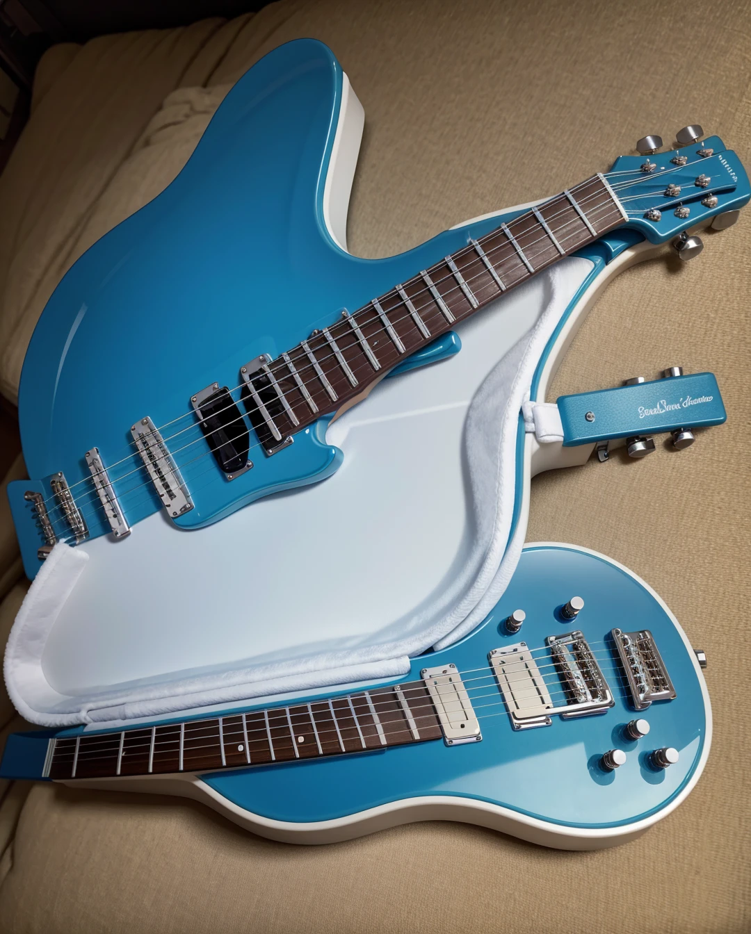 transparent blue guitar