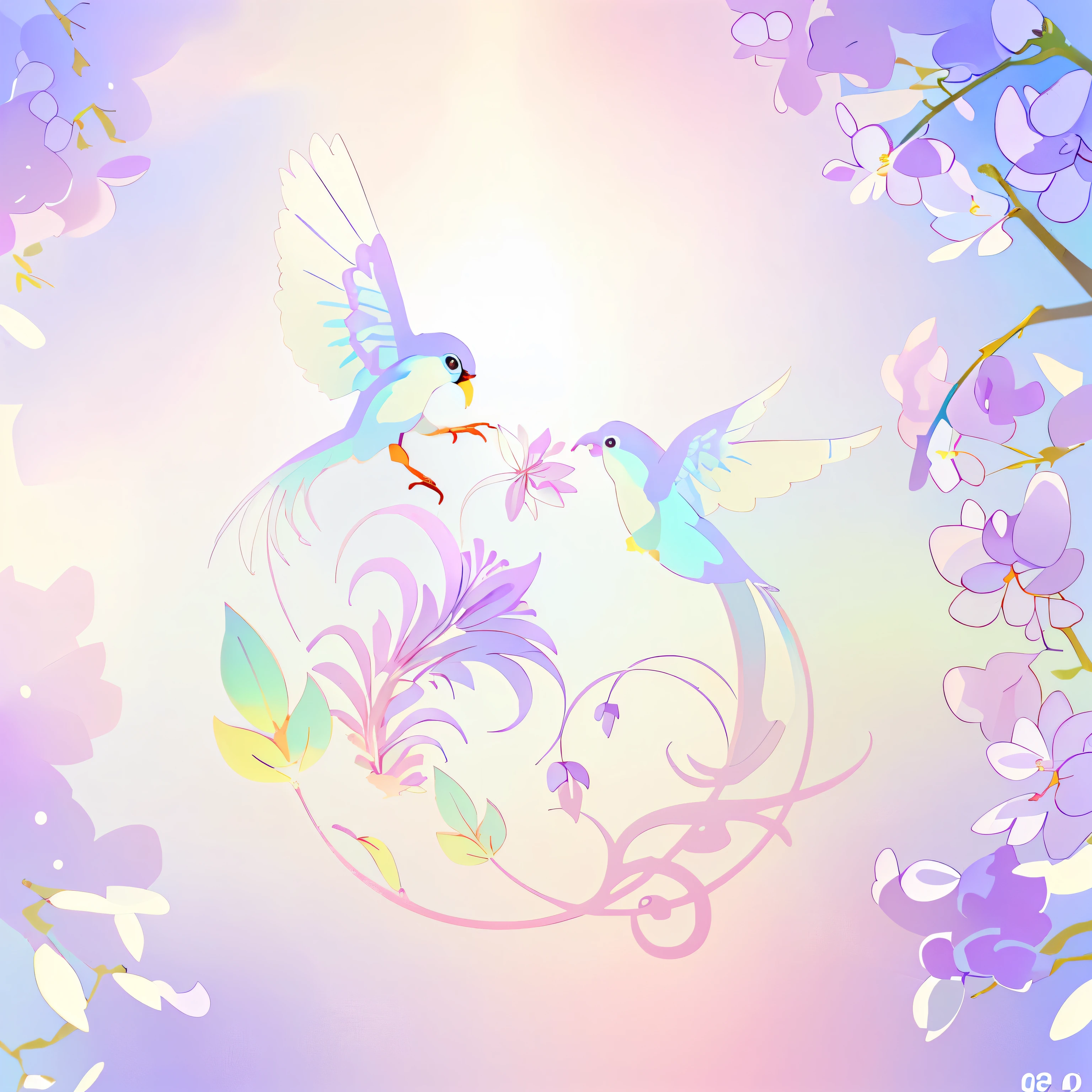 a lilac bird perched on a blooming lilac flower, delicate petals, pristine white background, (best quality,4k,8k,highres,masterpiece:1.2),ultra-detailed,(realistic,photorealistic,photo-realistic:1.37),highly detailed bird anatomy,extremely detailed lilac flower,intricate floral patterns,natural lighting,soft focus,vibrant colors,botanical illustration