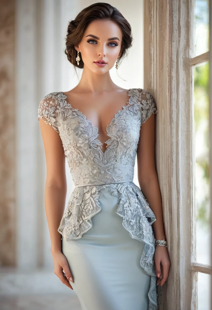 Beautiful woman, beautiful style, beautiful clothes, beautiful eyes, beautiful romantic style , full length