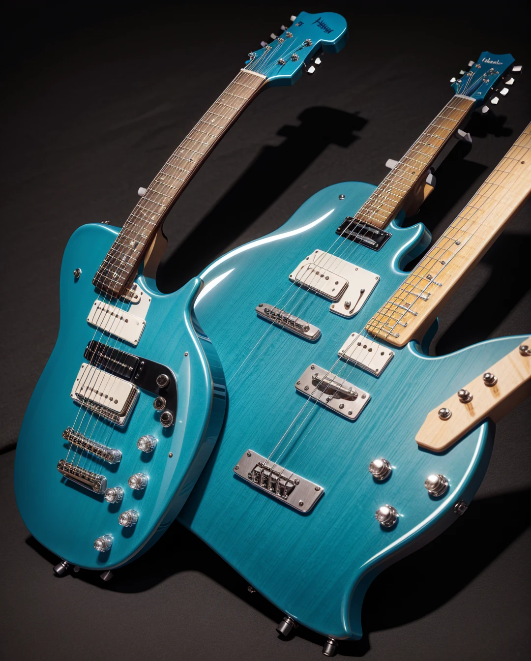 One crystal transparent blue guitar