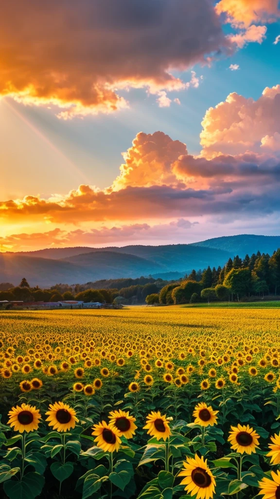 there is a rainbow in the sky over a beach with rocks and pebbles, seashore, arafed sunflowers in a field at sunset with a mountain in the background, a picture inspired by Phil Koch, shutterstock, fine art, sunflower field, colors: yellow sunflowers, colors : yellow sunflowers, field of sunflowers, scene: sunflower field, scene : sunflower field, sunflowers, arafed view of a mountain with a sunbeam and clouds, heavenly landscape, god sun rays, heavenly light, sunshine lighting high mountains, rays of god shining from above, among heavenly sunlit clouds, sun through majestic clouds, holy light rays, god's rays highly detailed, rays of god, glowing god rays, heaven in the top, beautiful light raysbeautiful iphone wallpaper, warm beautiful scene, amazing wallpaper, vibrant and vividmagical beach, sunny rainbow galaxy stormy sea, by Igor Grabar, colorful hd picure, near the seashore, rainbow reflections, just one rainbow 8 k, beach landscape, still of rainbow ophanim, calm vivid colors, by Marie Bashkirtseff, beautiful beach