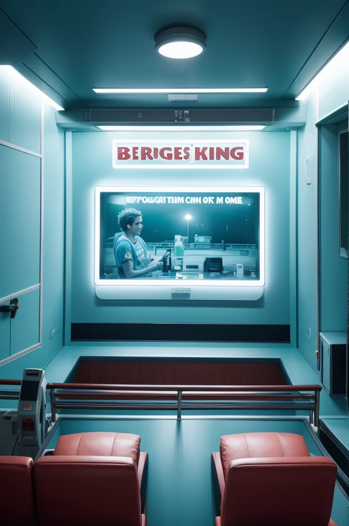 Crie um combo do BurgerKing com o nome Lucas, It will be in a light blue tone but with a cinema aesthetic