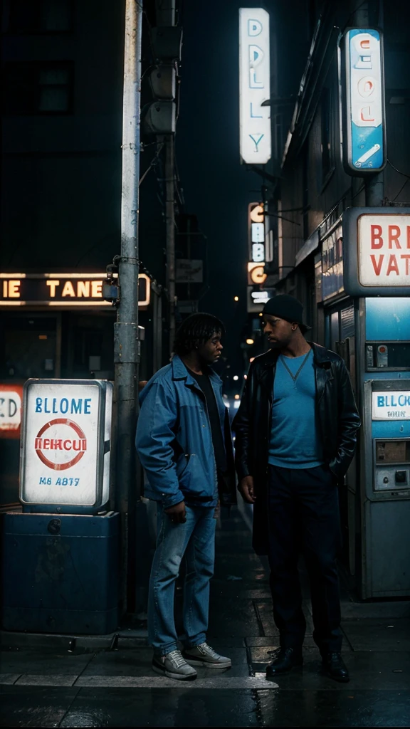 In 1980s San Francisco, Micheal, a single father, was struggling to make ends meet after his wife left him, 4k realistic imagery, blue scenery like a movie scene, old american setting, inspired by blade runner movie scene, blue tone,