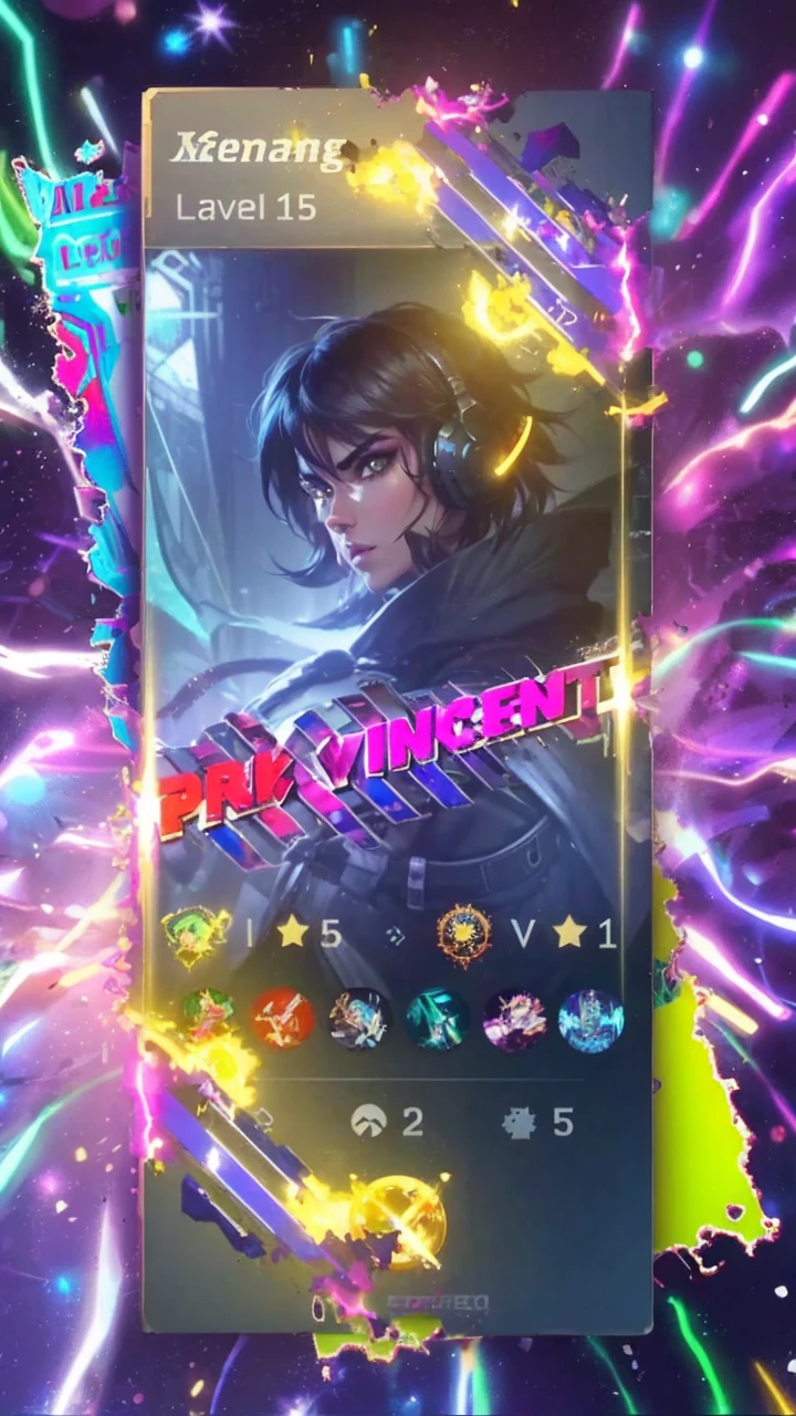 4 cards cartoon style, cyberpunk, short hair, thick eyebrows, digital punk, anime style 4K, short sleeve gaming clothes, black hair, computer room, overhead gaming headset