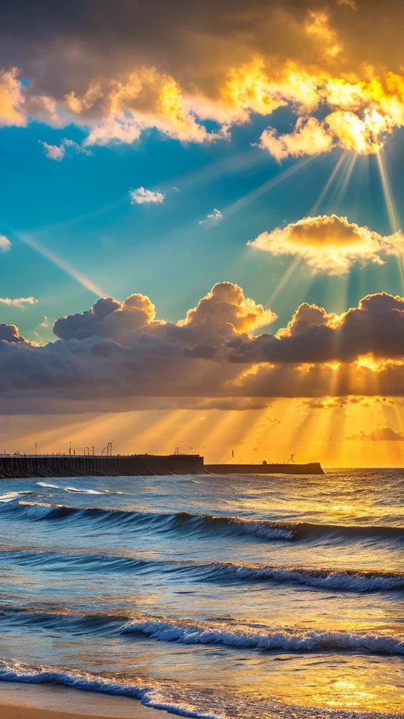 there is a picture of a beach with a pierthere is a picture of a beach with a a close up of a field of flowers with a sky in the background, god's rays highly detailed, rays of life, god's rays, rays of god, god sun rays, few sun rays, rays of god shining from above, rays of the sun, sun rays at sunset, rays of sunlight, godly light, rays of sunlights, rays of sunpier in the distance, today\'s featured photograph 4k, clouds and wings and waves, clouds and waves, oceanside, crisp lines, harmony of swirly clouds, epic blue sky, seascape, heaven on earth, wide angle landscape photography, epic wide angle, wispy clouds, big sky, big blue sky in the distance, today\'s featured photograph 4k, clouds and wings and waves, clouds and waves, oceanside, crisp lines, harmony of swirly clouds, epic blue sky, seascape, heaven on earth, wide angle landscape photography, epic wide angle, wispy clouds, big sky, big blue sky
