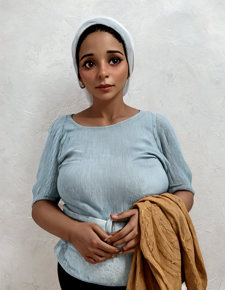 there is a woman standing with a towel on her lap, 30-year-old woman from cuba, 3 5 year brazilian mother, 30 years old woman, 3 0 years old woman, malika favre, taken in the early 2020s, photo of a woman, by Nándor Katona