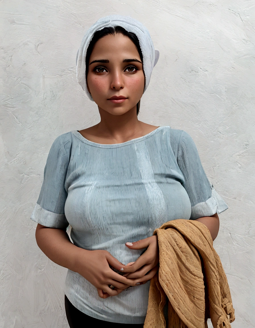 there is a woman standing with a towel on her lap, 30-year-old woman from cuba, 3 5 year brazilian mother, 30 years old woman, 3 0 years old woman, malika favre, taken in the early 2020s, photo of a woman, by Nándor Katona