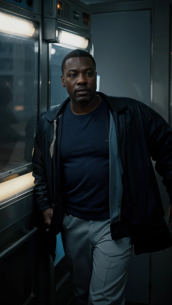 In 1980s San Francisco, Micheal, a single father, was struggling to make ends meet after his wife left him, When a prestigious stock brokerage firm offered him an unpaid internship, 4k realistic imagery, blue scenery like a movie scene, old american setting, inspired by blade runner movie scene, blue tone,