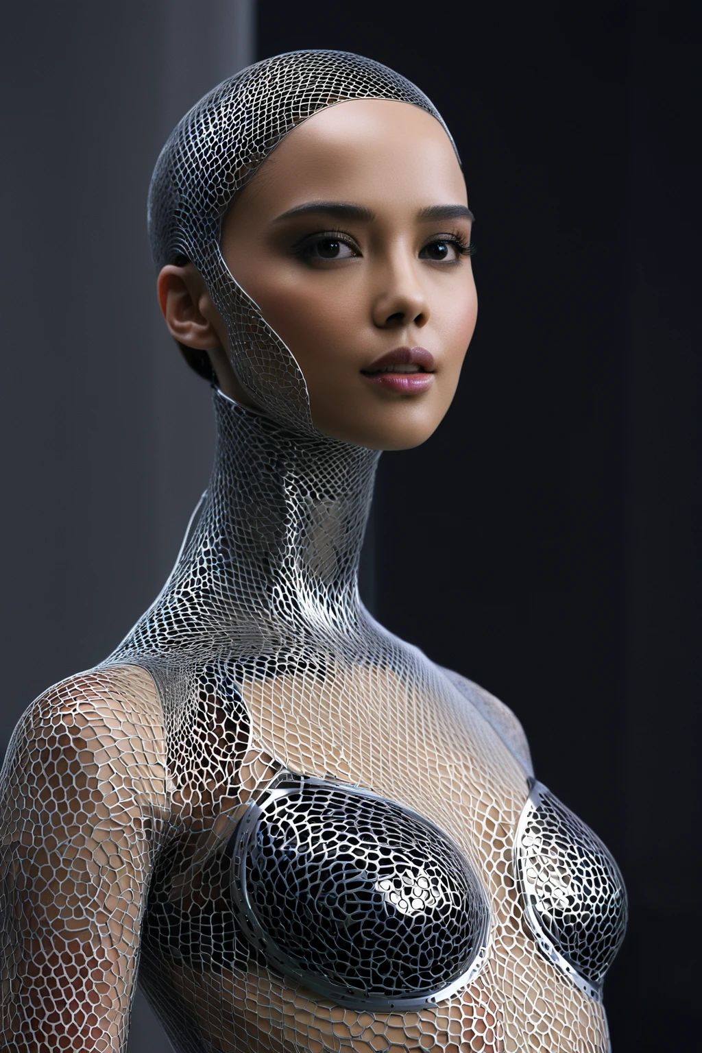 Here is a prompt for creating an image:
"Design a stunning and alluring female humanoid AI robot inspired by the film Ex Machina. The robot should have a face resembling that of an extremely gorgeous lady, with human-like, realistic skin. Ensure that the skin texture is detailed and beautiful, capturing the essence of a woman's beauty intertwined with advanced AI technology."