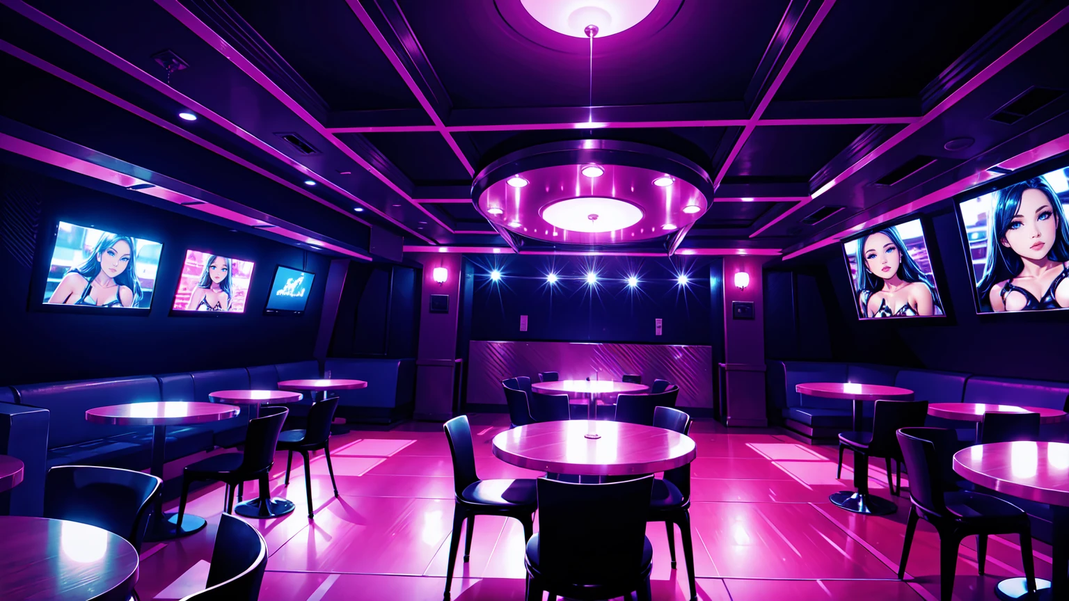 best quality, Strip Night Club interior with Strip Stage