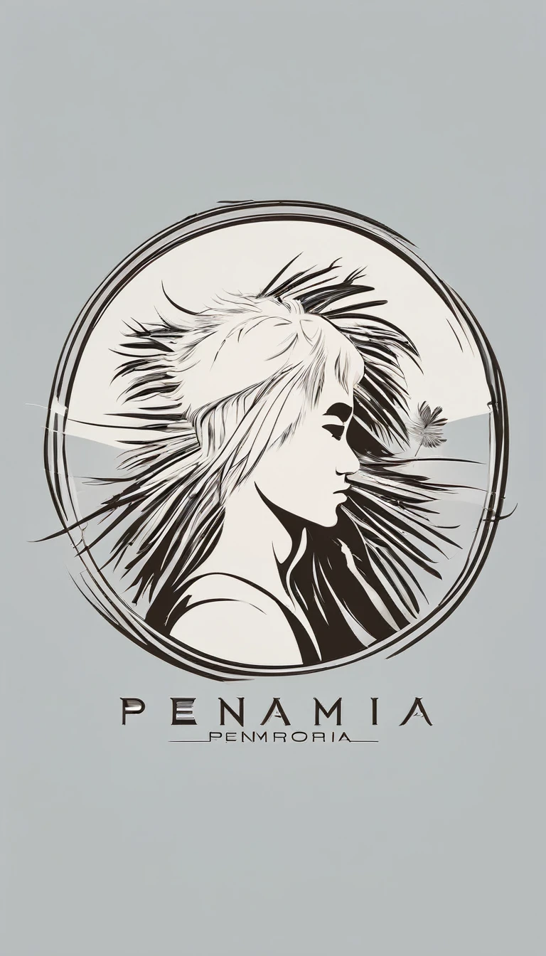 Create a minimal, modern, simple, inspirational, memorable, dream like logo design of a boy and a feather for the brand “Penamemoria".
