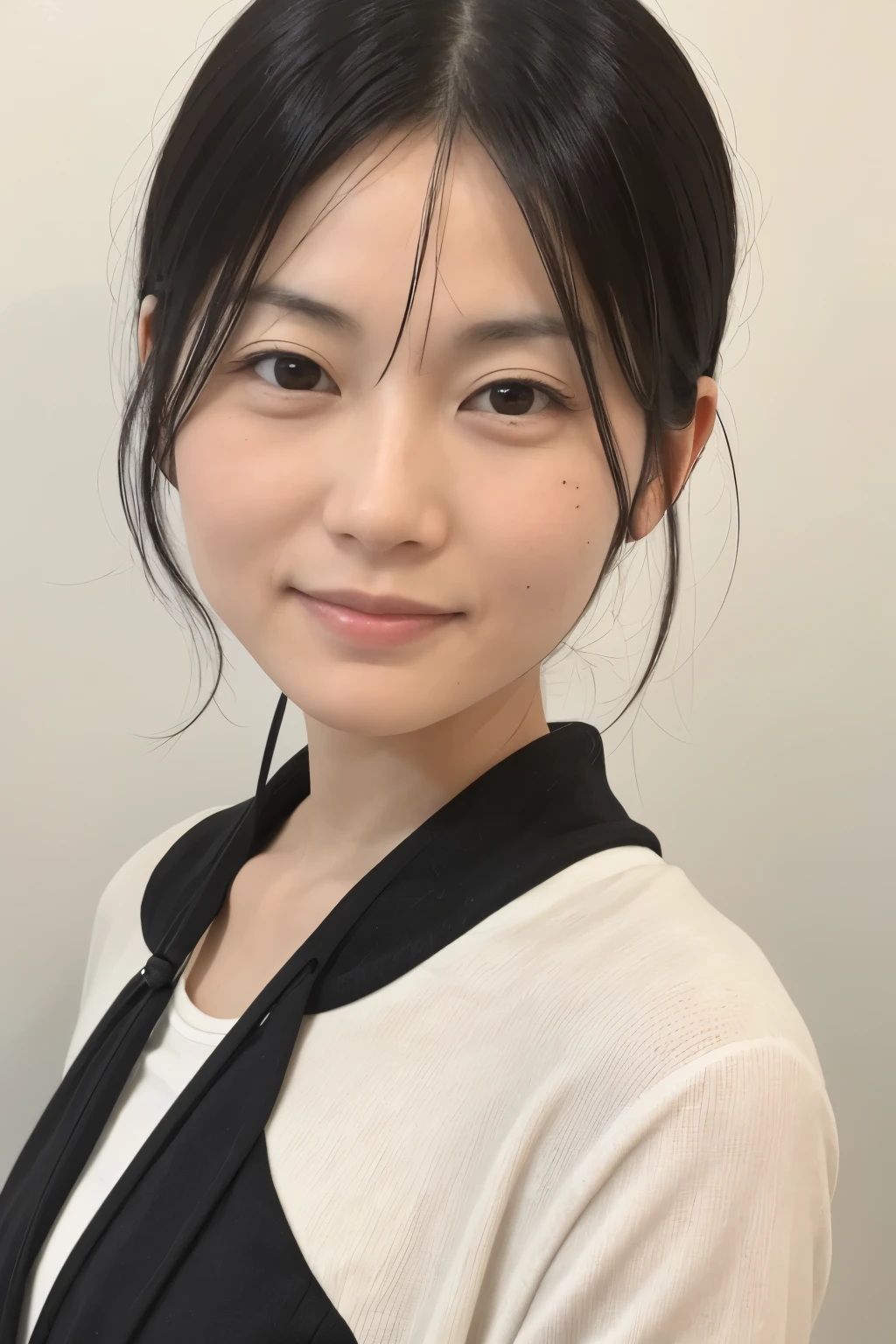 (High reality photograph, high resolusion), Skinny Japanese lady, 30 years old, cute face, detailed face, detailed eyes, various hair style, skinny figure, correct body anatomy, ((looking straight ahead)), facing the camera directly, single photo, a photo captured the best moment expressing the beauty and brains, ((with simple background))