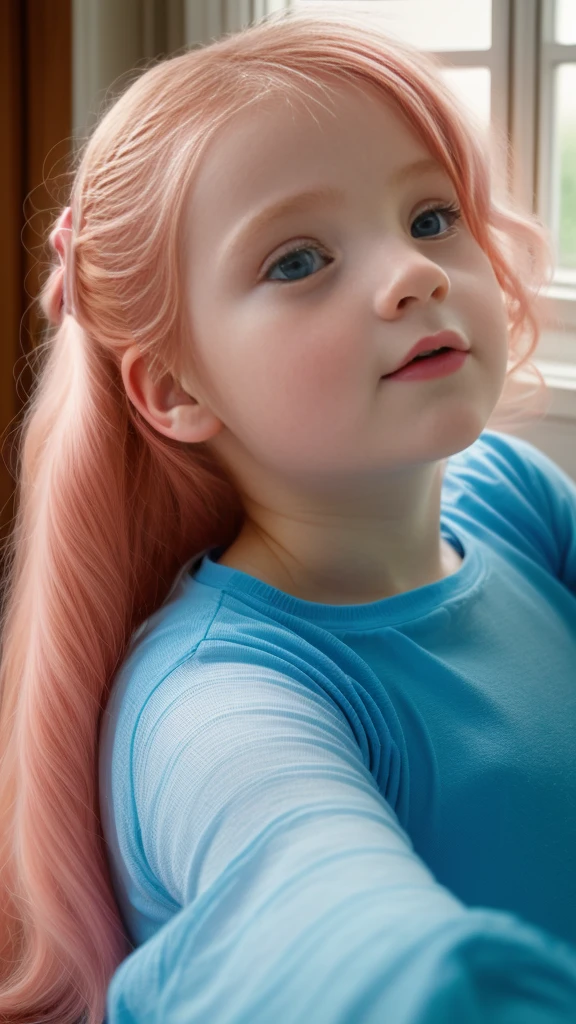 a beautiful ginger girl, detailed face, (pink hairpins in her hair) and two pigtails, blue eyes, long eyelashes, small nose, full lips, curly hair, beautiful detailed face, girl in a bed in david hamilton style, window light, soft lighting, dreamy, pastel colors, muted tones, film grain, shallow depth of field, cinematic, highres, best quality, 8k, ultra-detailed, realistic, photorealistic, professional,
