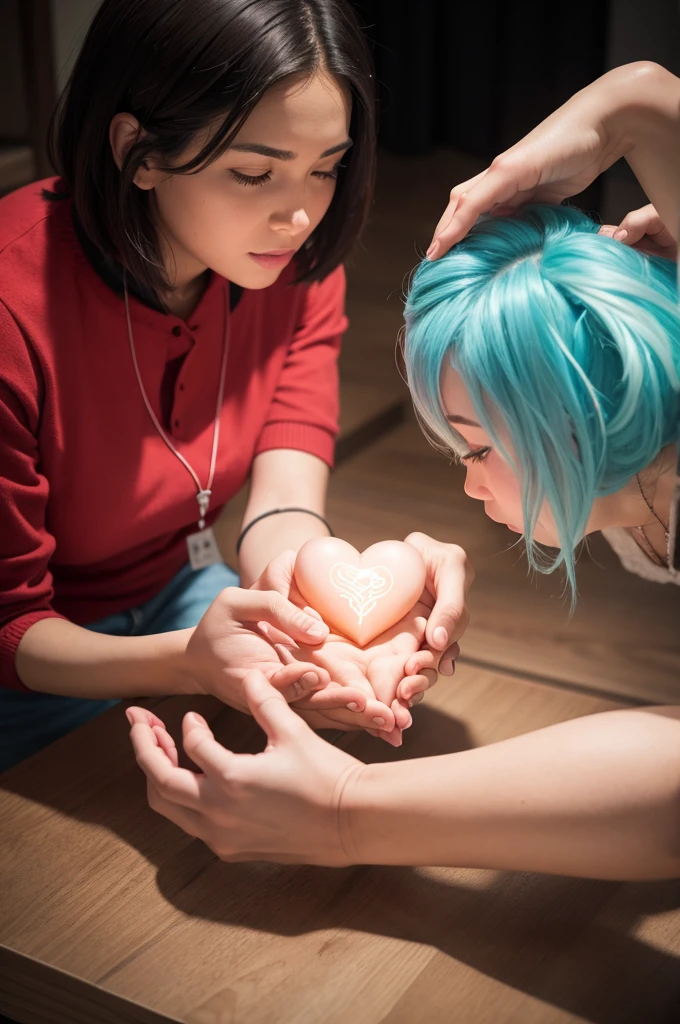 one person enlightening another with just a touch on their heart with an evangelical context